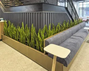 Faux Plants in Built-in Furniture Planter