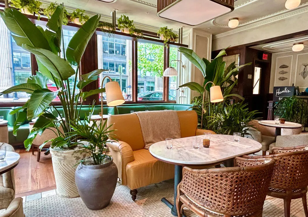 Interior plants at a restaurant in Columbus, OH by Oakland Green Interiors