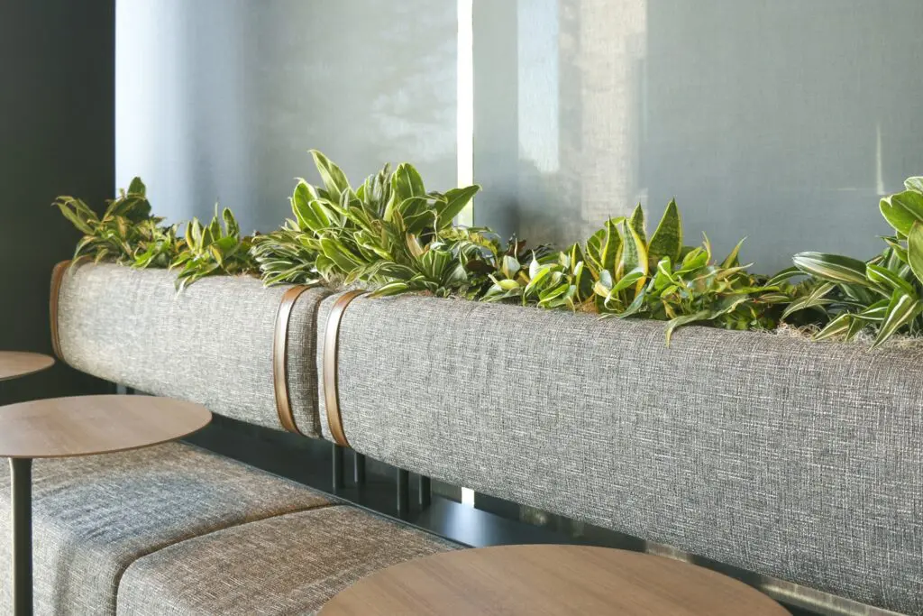 Built in planter with live plants.