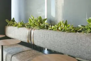 Built in planter with live plants.