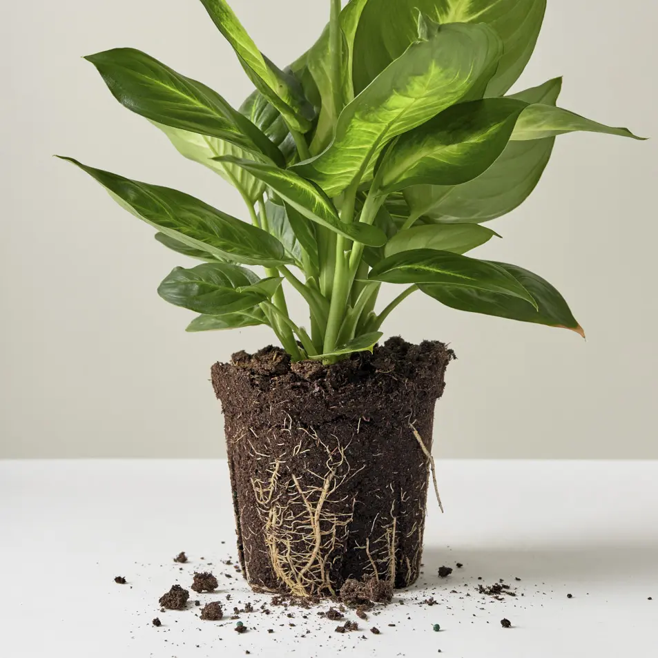 Plant detail image of root health.