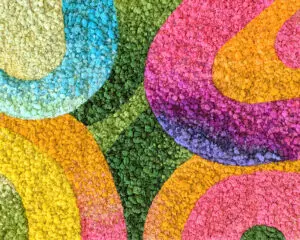 Colorful reindeer moss wall in Columbus, OH.