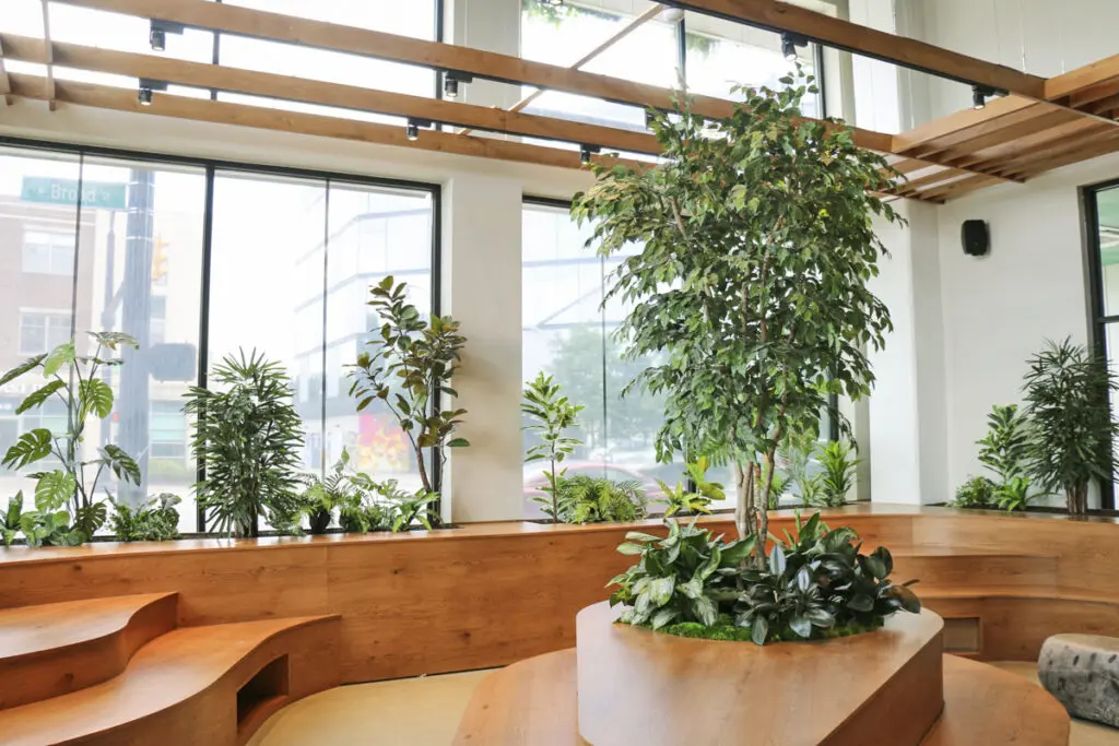 GreenHouse Columbus features artificial plants and trees.
