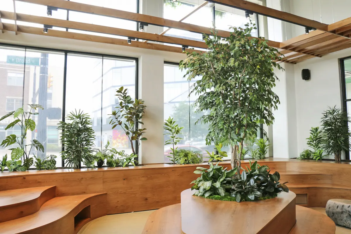 GreenHouse Columbus features artificial plants and trees.